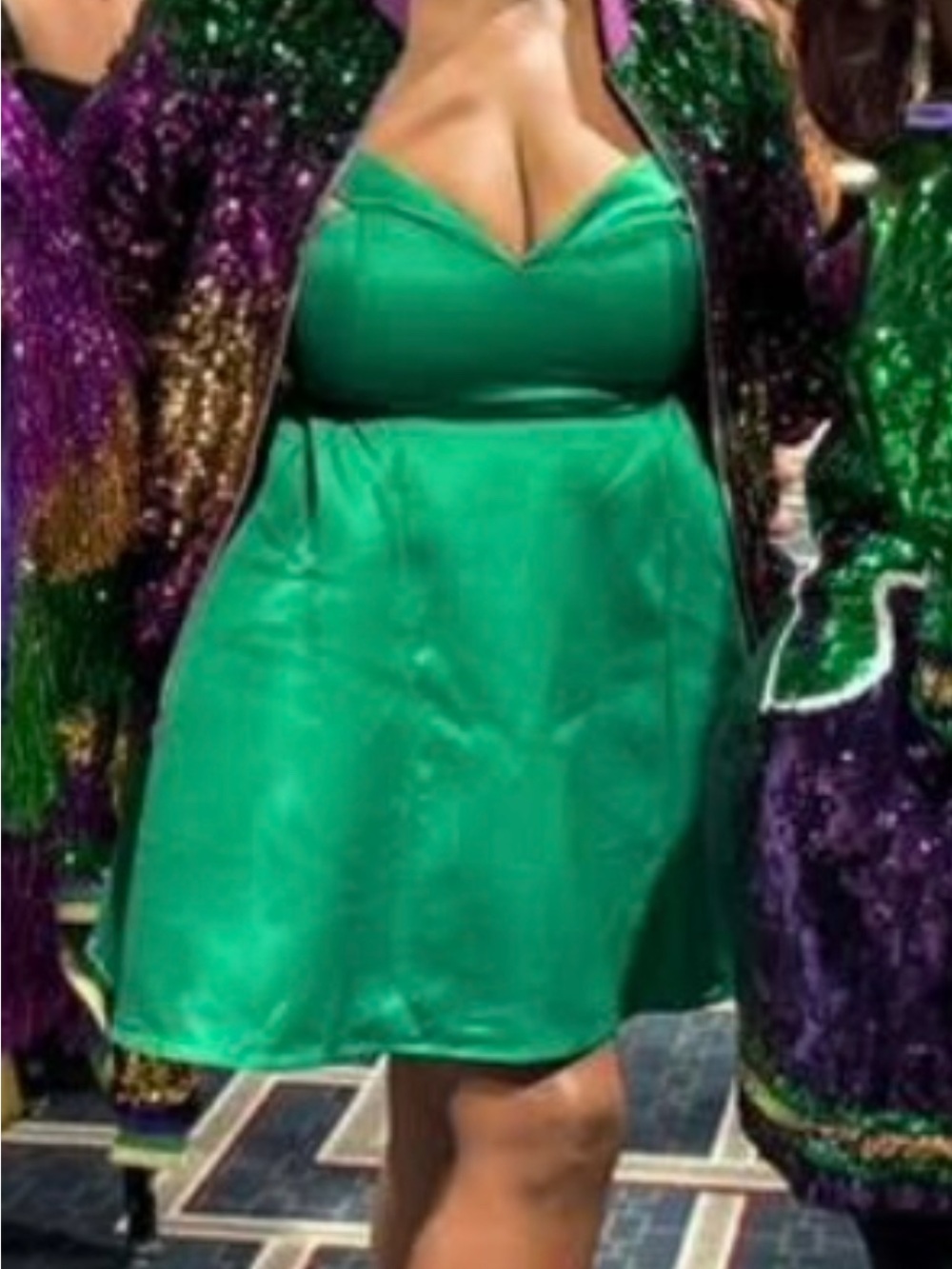 Fashion Nova Emerald Green Mini Dress with V-Neck